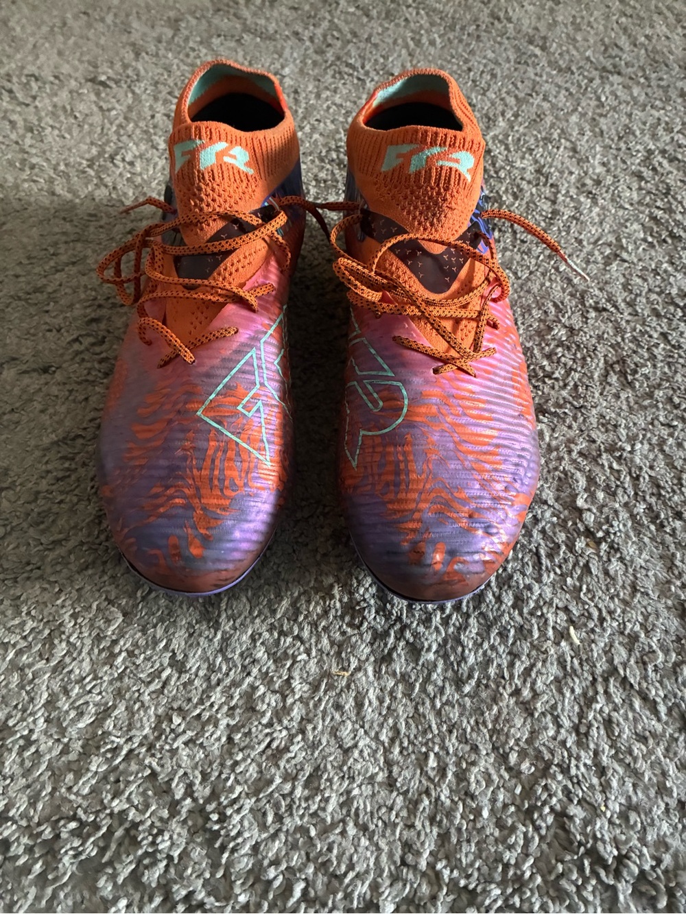 Puma Kids Orange and Purple Soccer Sneakers